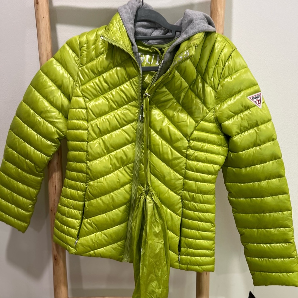 Guess Neon Green Puffer Coat